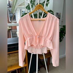 Aritzia cropped front- tie blouse, size S.